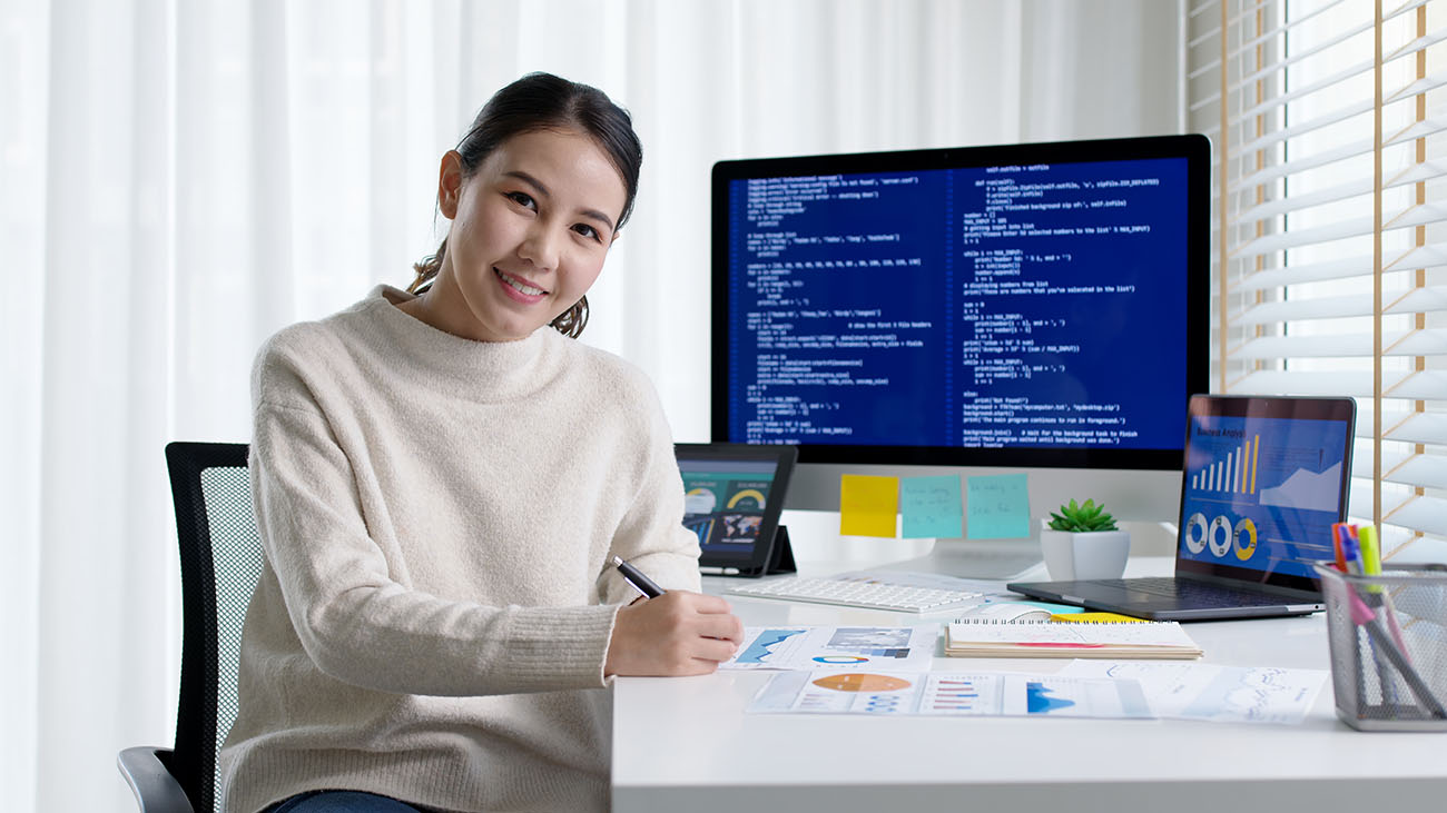 Customer experience staff member looking at ways to save money