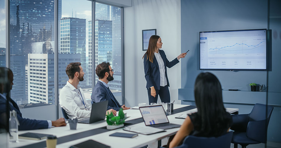 Customer service director leading meeting