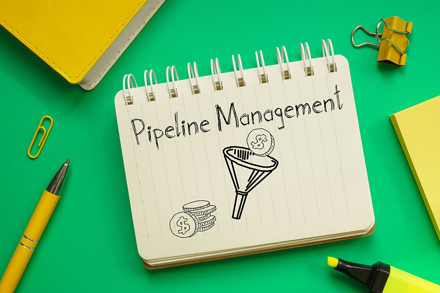 Pipeline management graphic with green background