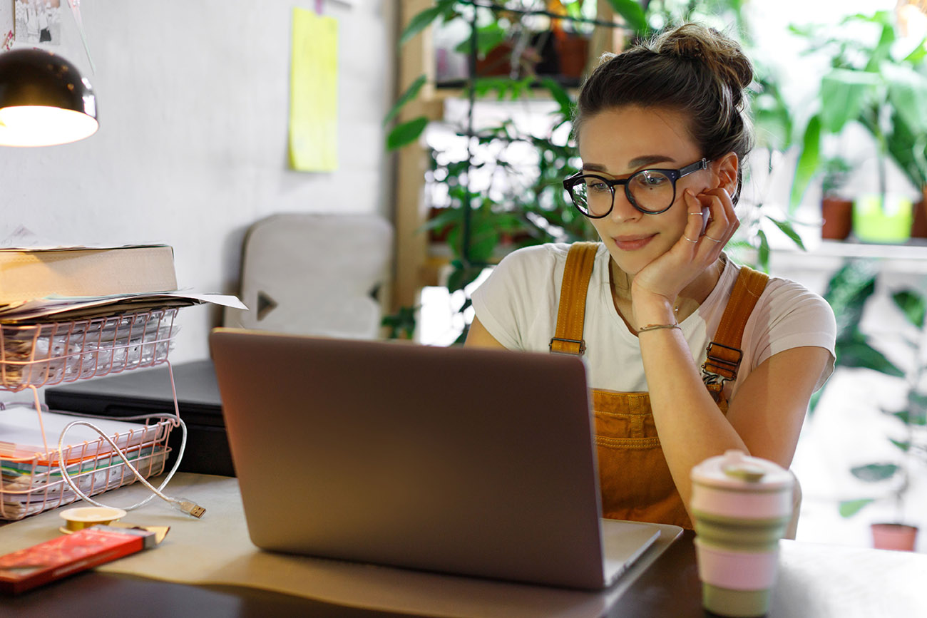 Remote employee engaged at home computer