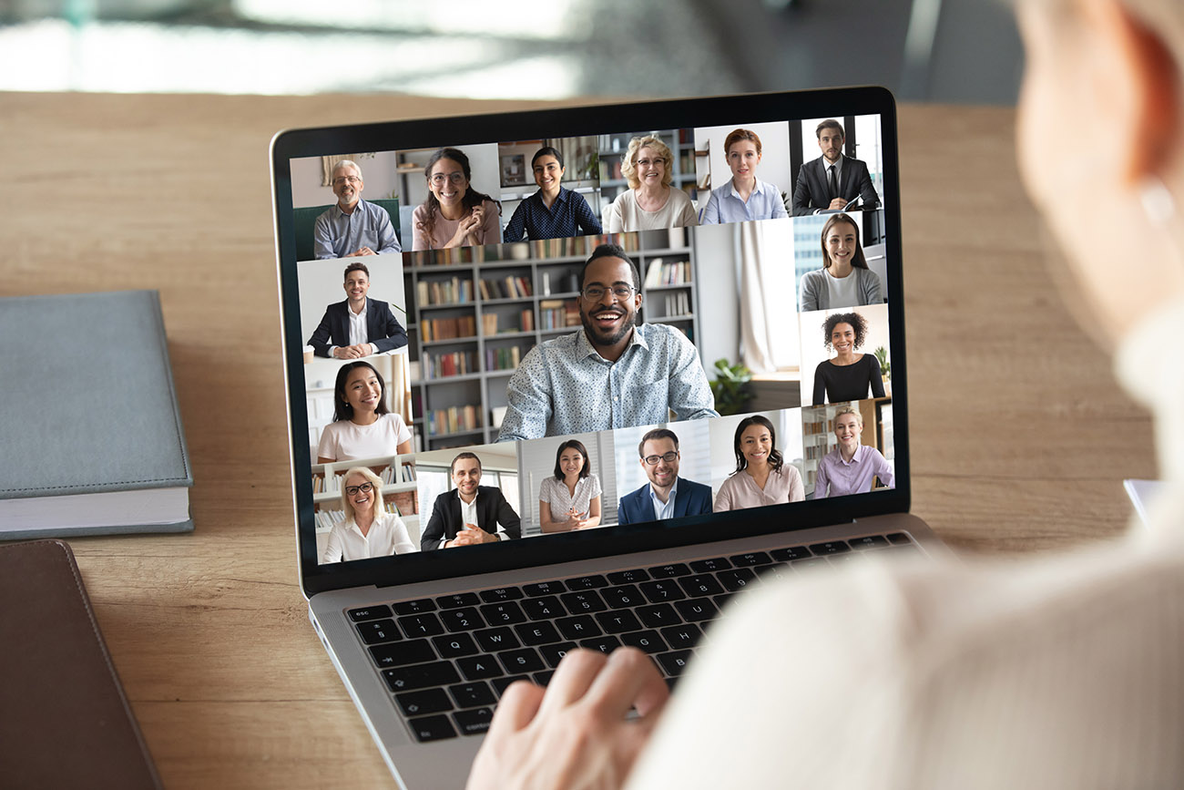 Team meeting online with zoom video call