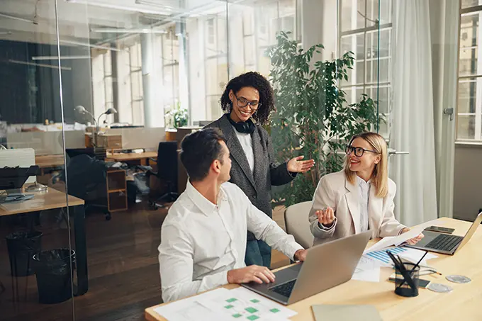 small team discussing a b2b database