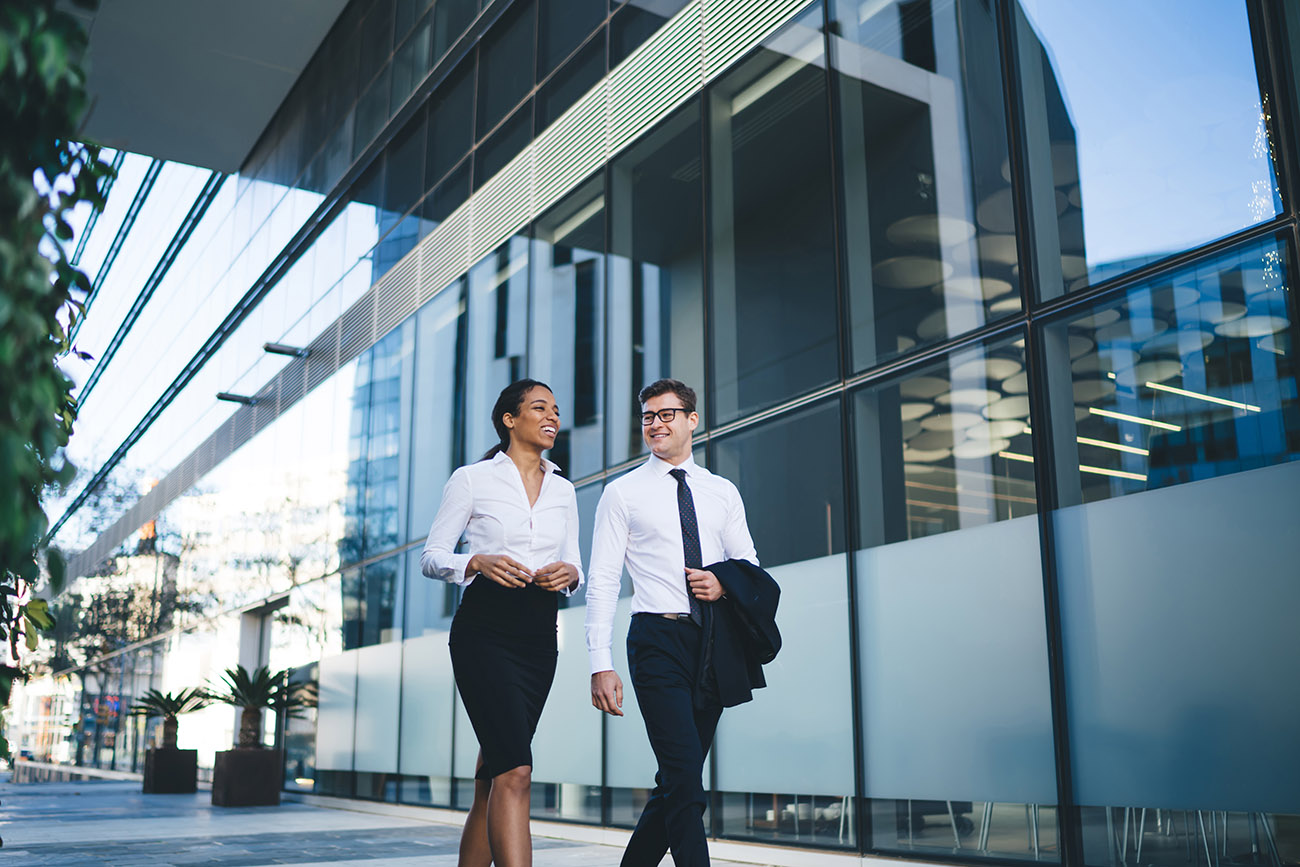 Executive team walking together back to office space