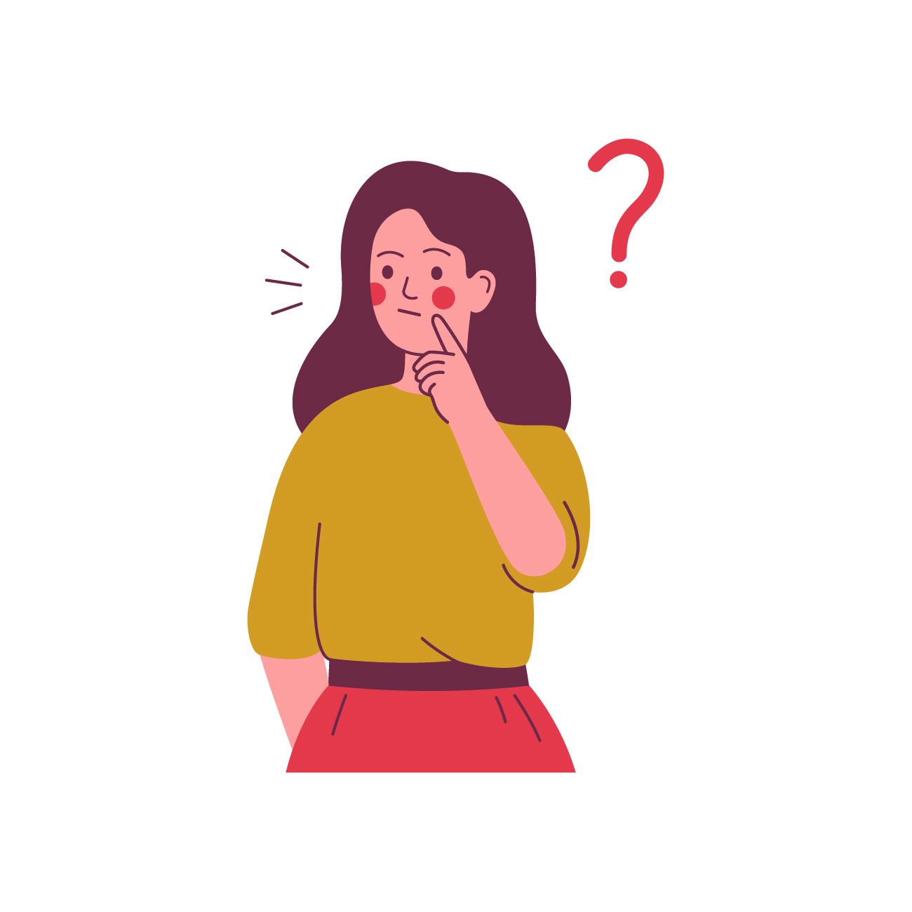 Woman thinking to herself about sales impact illustration