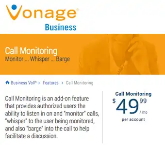 Vonage - $49.99/month Call Monitoring