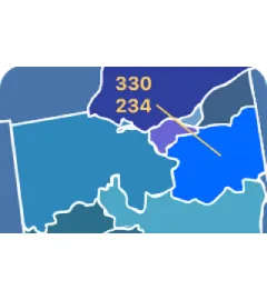 330 and 234 area codes map