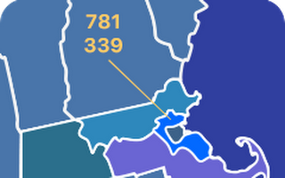 781 and 339 area codes map 