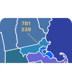 781 and 339 area codes map 