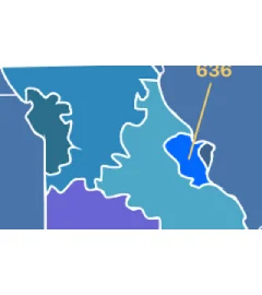 636 area code map 