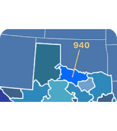 940 area code map