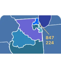 224 and 847 area codes map 