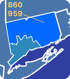 860 and 959 area codes map 