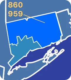 860 and 959 area codes map 