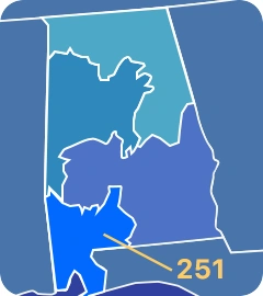 251 area code map 