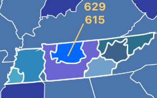 629 and 615 area codes map