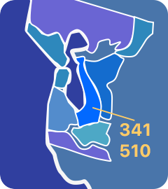 510 and 341 area codes map