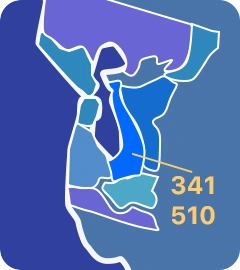 510 and 341 area codes map