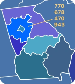 770,470, and 404  area codes map