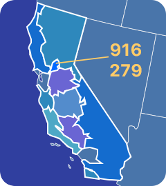 16 and 279 area codes map