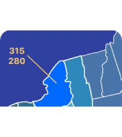 315 and 280 area codes map