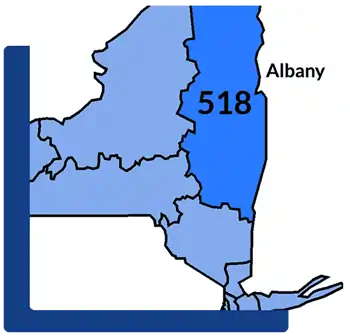 518 Area code map