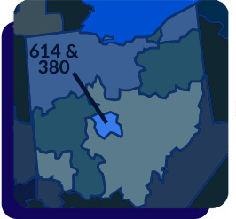 220 and 740 area code map