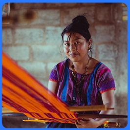 hispanic woman creating fabric