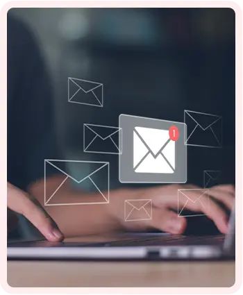 Person sending marketing emails on a laptop.