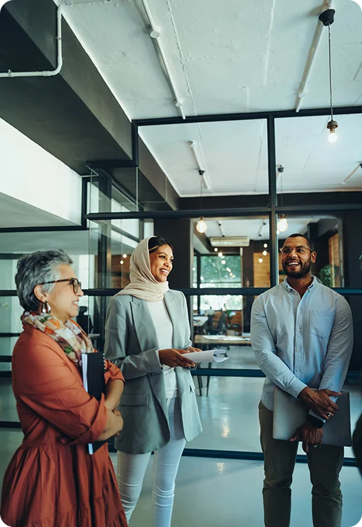 Team celebrating together in an office