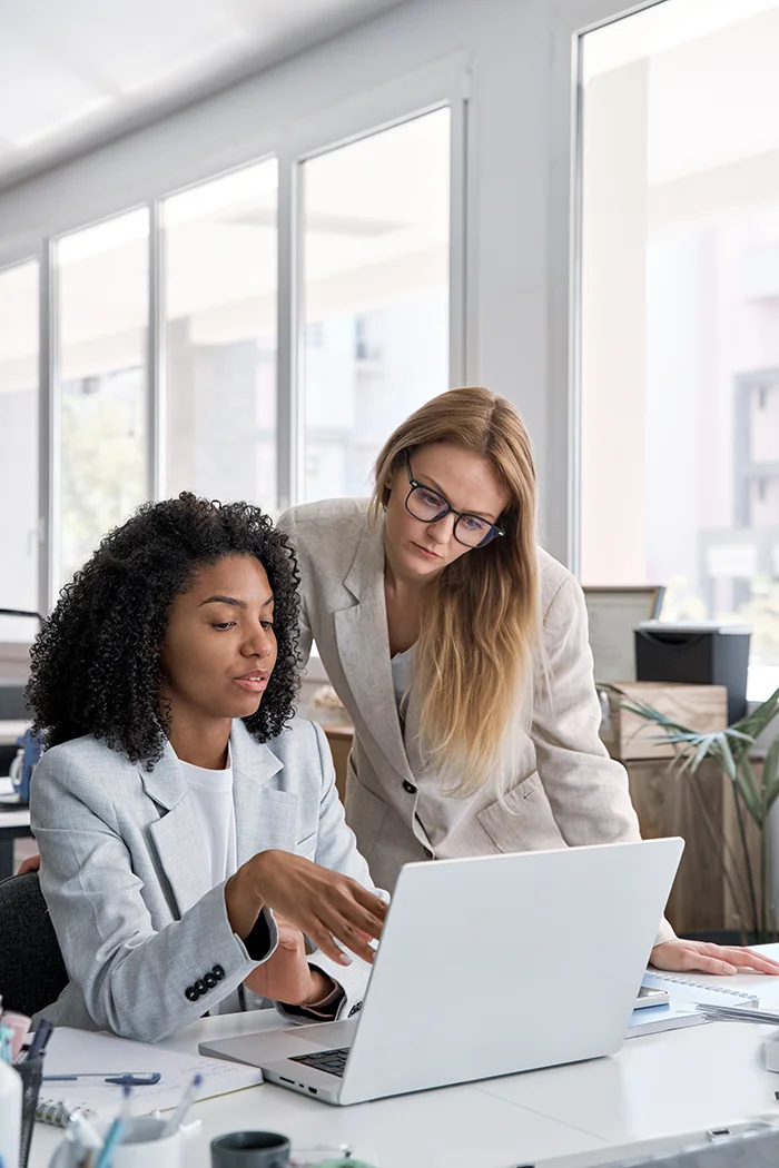 woman discussing emailing opportunities in person